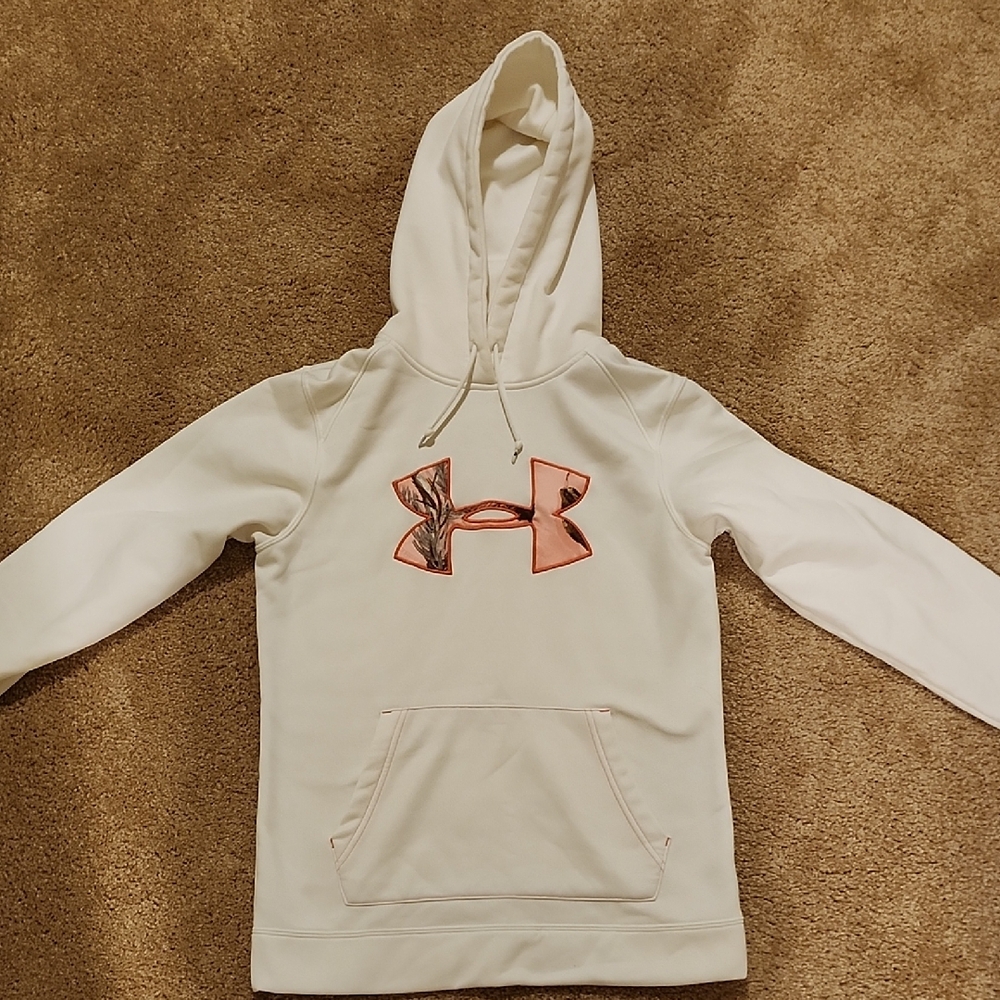 Under Armour White and Pink Sweatshirt Hoodie